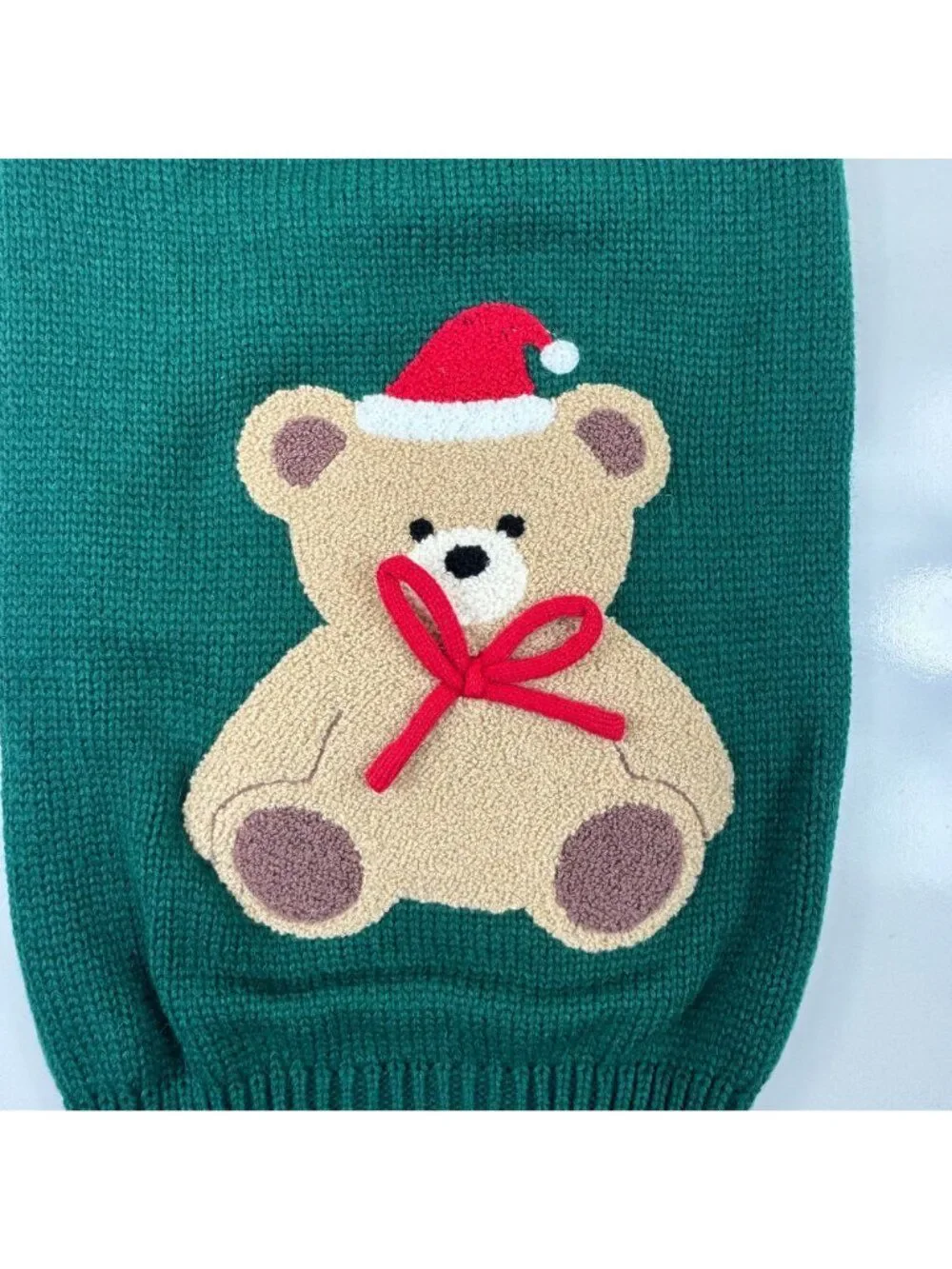 Tommy Bahama Pet Christmas Teddy Bear Dog Sweater Green Knit Medium Whimsicle